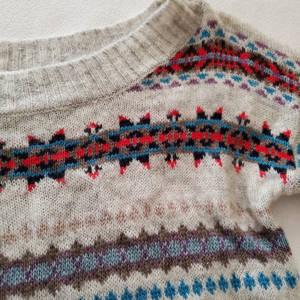 American Eagle Wool Blend Fair Isle Sweater Medium - Picture 2 of 8